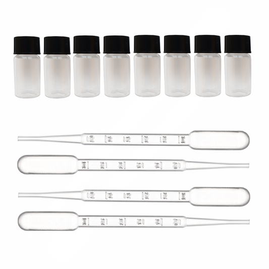 Goldaufbewahrung Set - 8x Sammelgläser + 4x Pipetten